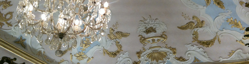 Baroque ceiling of a farmacia, Rome.