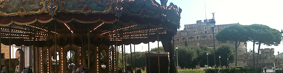View of Rome's carroussel and Castel Sant'Angelo